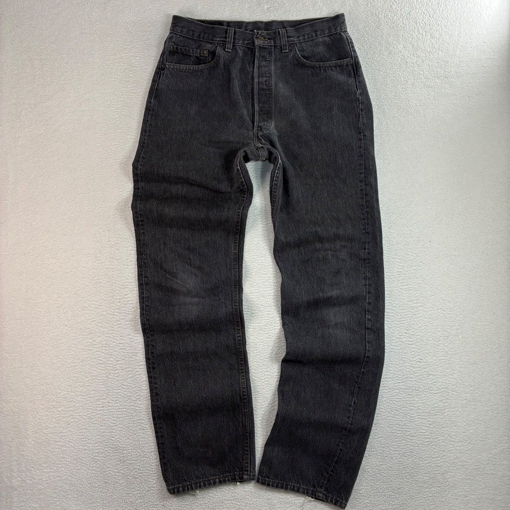 Vintage Levis 501 XX Jean Men 34x34 Black Straight Button Fly Denim USA Made 90s